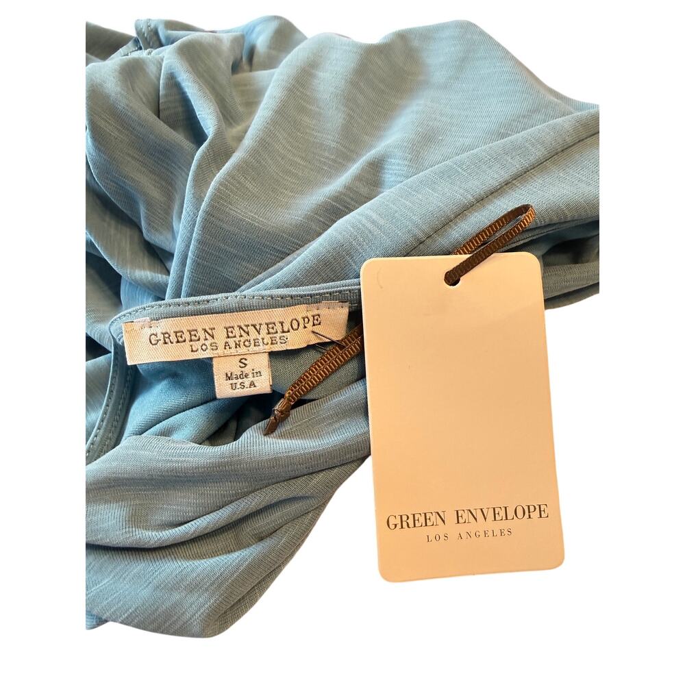 Sky Blue Cowl-Neck Draped Front Top – Effortless Chic NWT - Picture 3 of 4